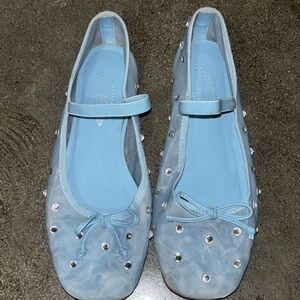 Jeffrey Campbell Light Blue Studded Flats